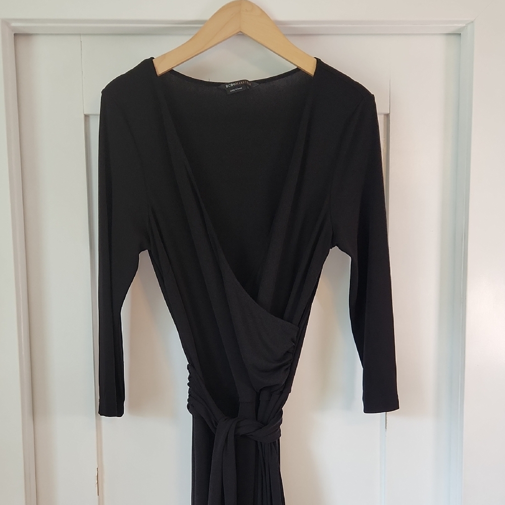 BCBGMaxAzria Black Long Sleeve Wrap Dress